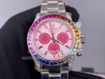 Noob Factory Rolex Rainbow Daytona 4130 Pink Dial Diamond Watch 40MM_th.jpg